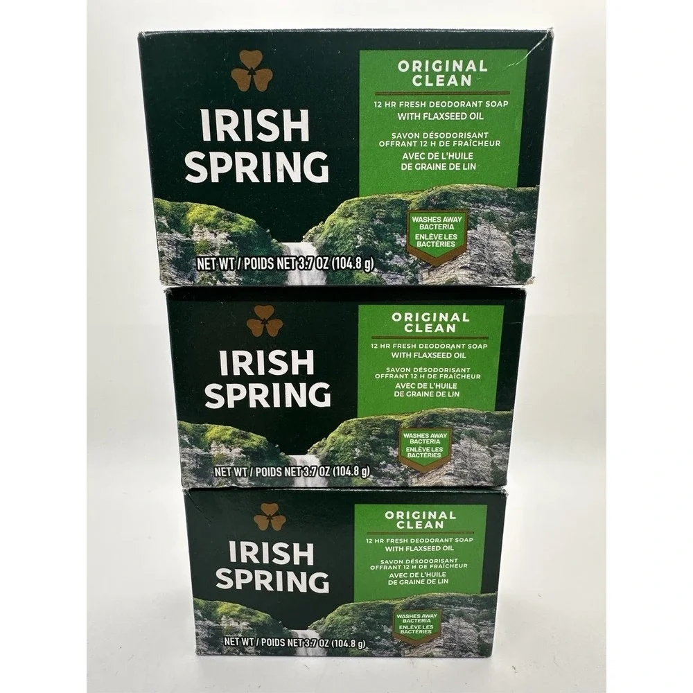 Irish Spring Original‎ Clean Soap Lot of 3 Bars 3.7oz Each Fresh Deodorant